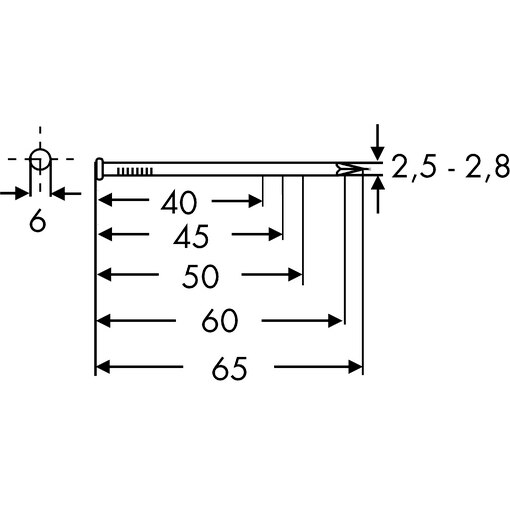 Clou type B-VIII 2,5x65 mm ZI